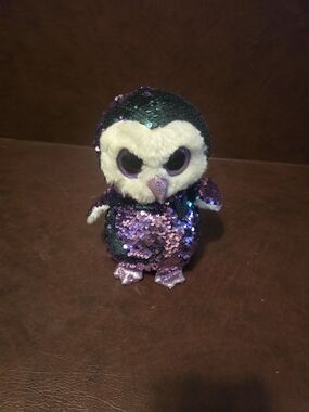 Plush Sequin Penguin Toy in Iridescent Purple & Teal